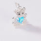 Set de Dije y Cadena de Plata  Ley. 925 - Osito con Corazón con Cadena Fígaro .925