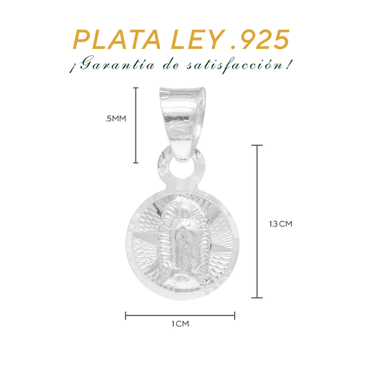 Medalla Plata .925 Virgen María 0.8 Gramos