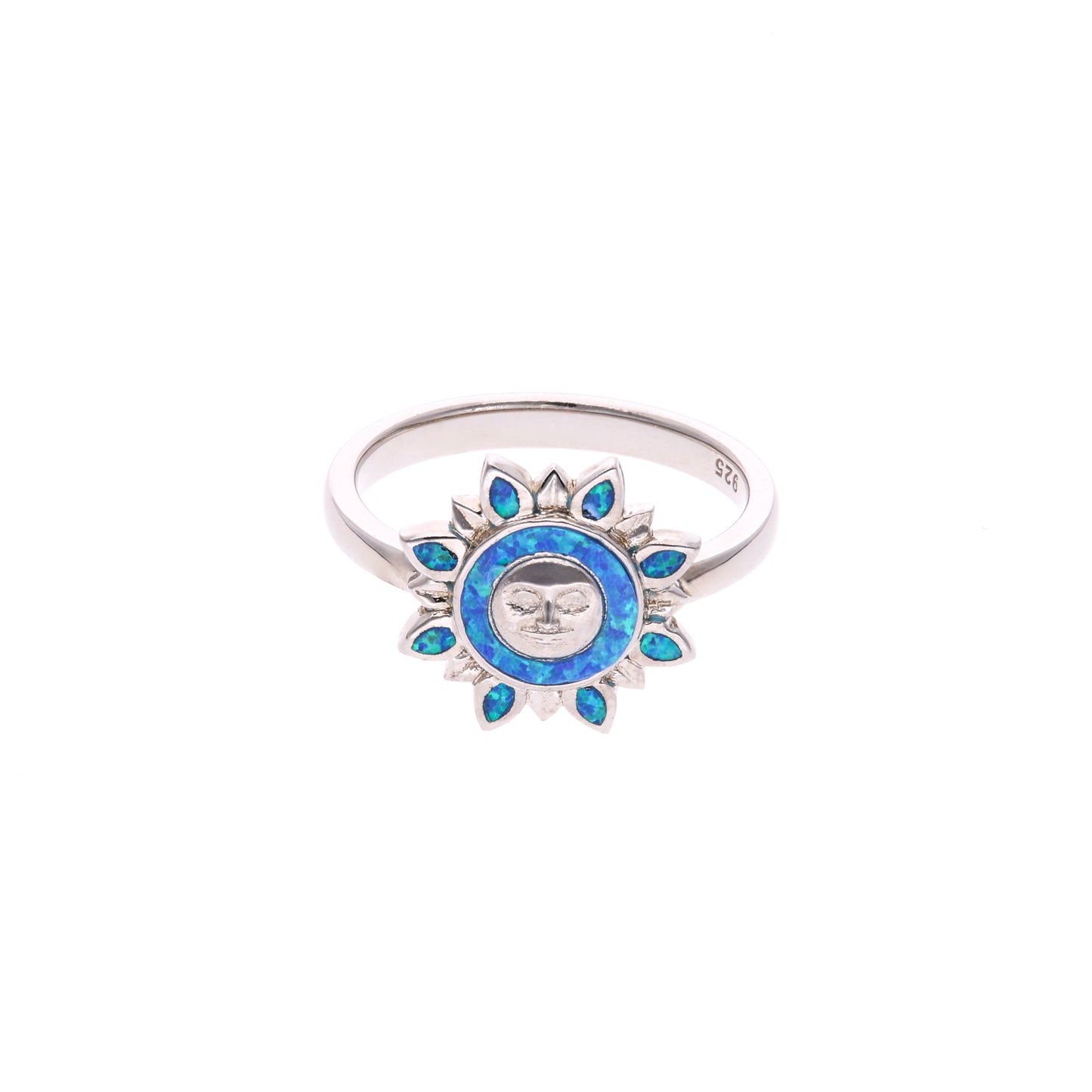 Anillo Sol Celeste de Ópalo en Plata.925
